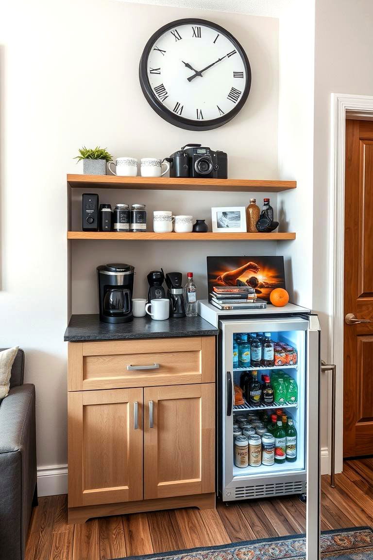 Coffee Bar or Mini Fridge for Convenience - 24 Man Cave Office Ideas