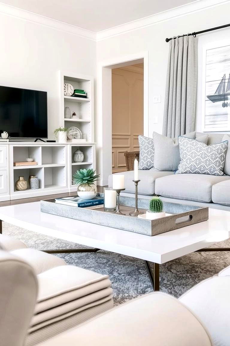 Coffee Table Styling Centerpiece - 24 Grey and White Living Room Ideas