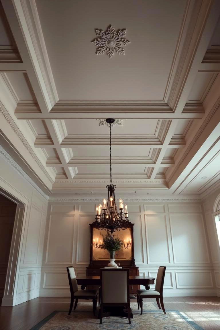 Coffered Ceiling Elegance - 24 Dining Room Ceiling Ideas