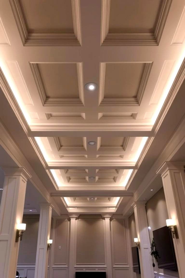 Coffered Ceilings for Elegance and Depth - 24 Basement Ceiling Ideas