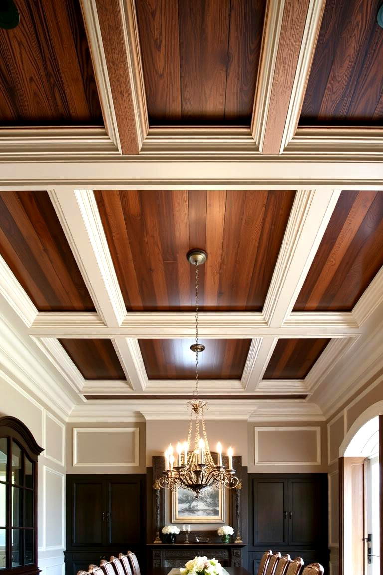Coffered Wood Plank Ceiling - 24 Wood Plank Ceiling Ideas