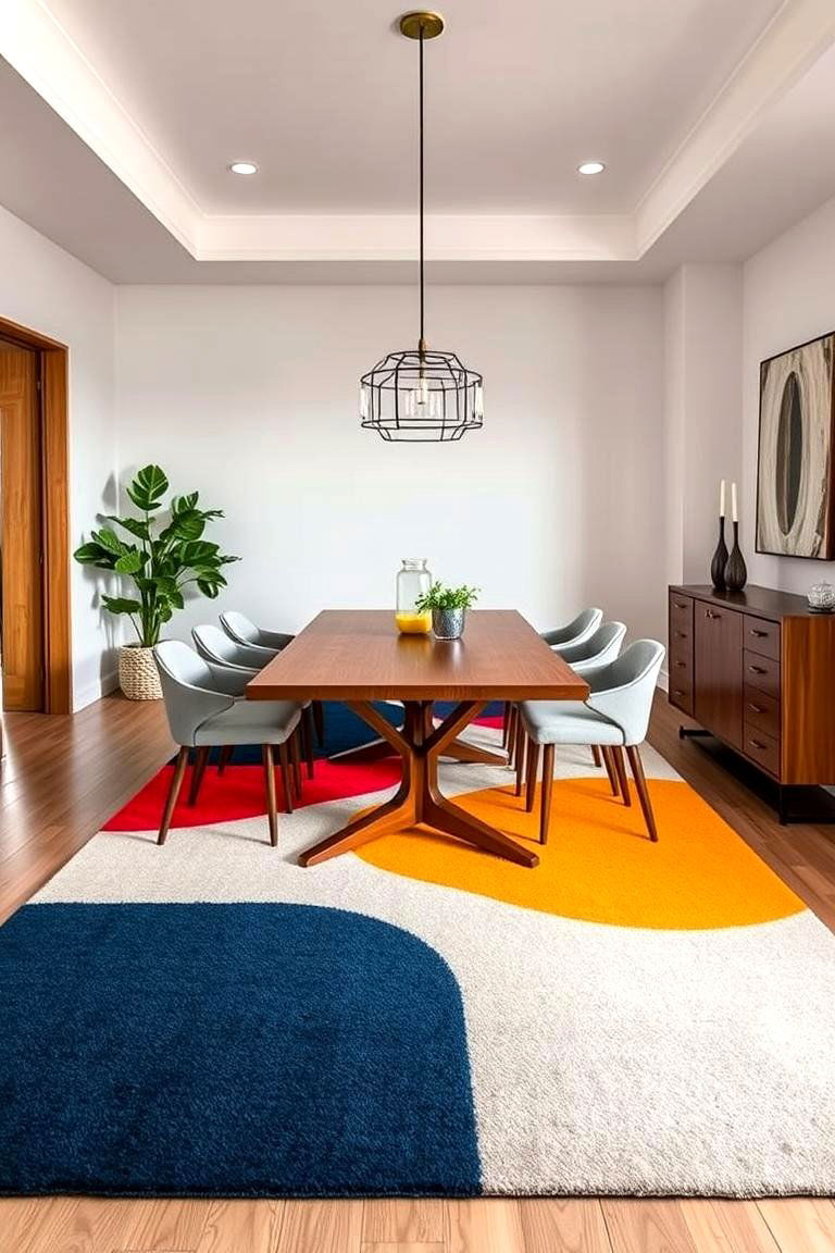 Color Blocking Dining Room Rugs - 24 Dining Room Rug Ideas