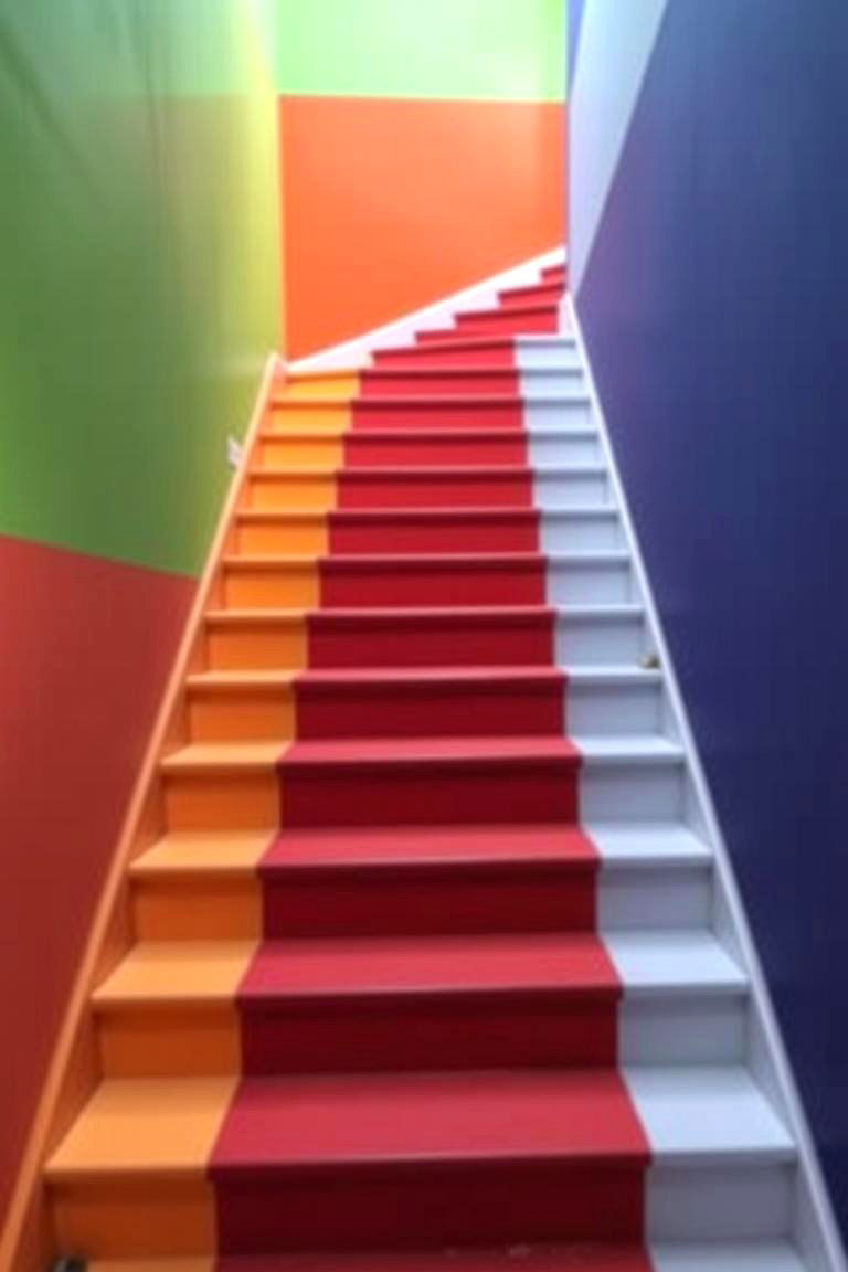 Color Blocking for Visual Interest - 24 Staircase Wall Ideas