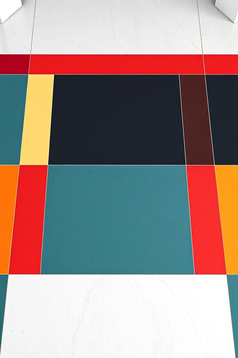 Color Blocking to Elevate Style - 24 Indoor Concrete Floor Paint Ideas