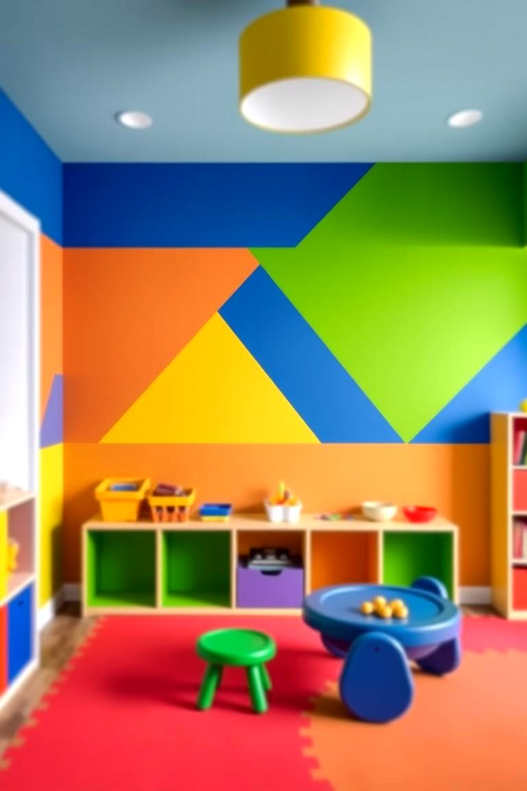 Color Blocking with Geometric Divisions - 24 Geometric Accent Wall Ideas