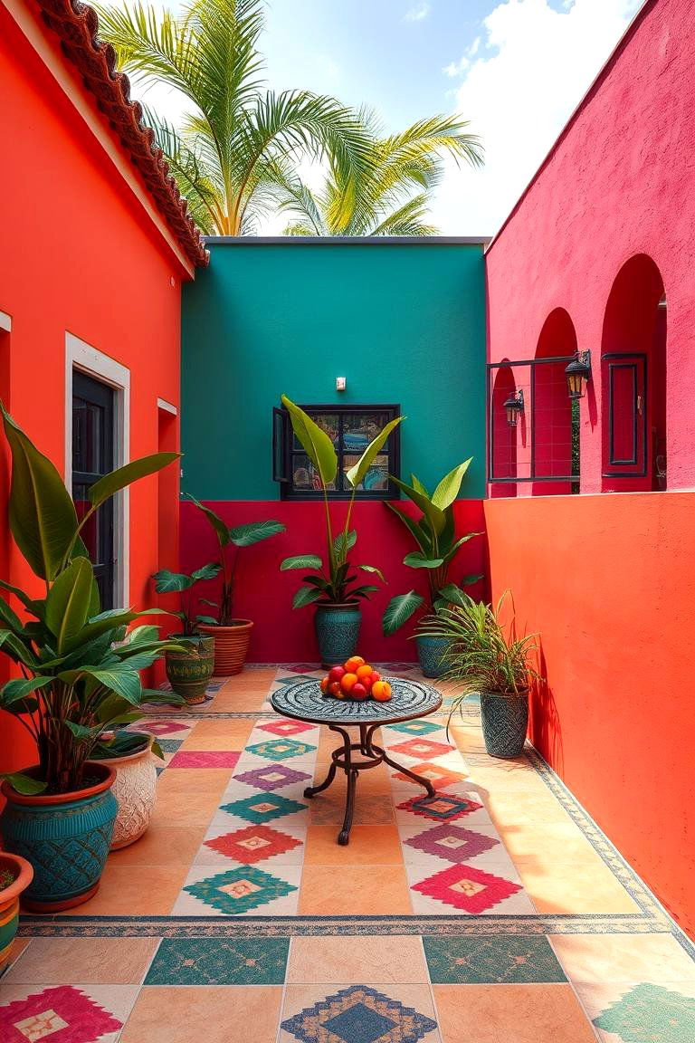 Color Burst Accent Walls - 24 Tropical Patio Ideas