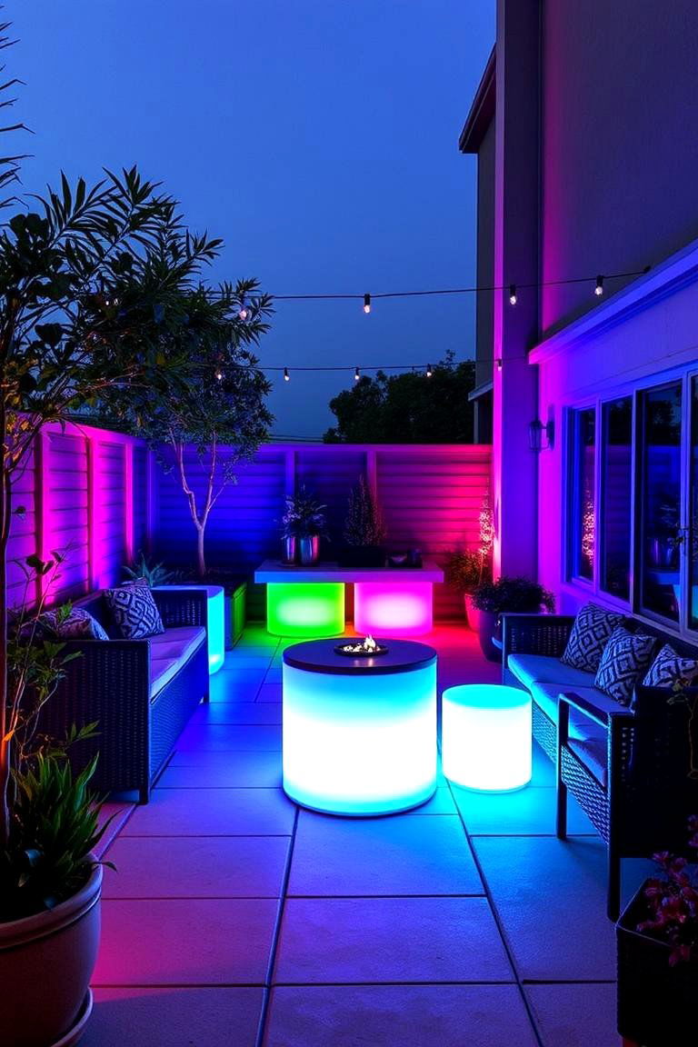 Color Changing LED Accents - 24 Covered Patio Lighting Ideas