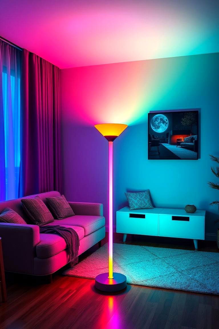 Color Changing LED Floor Lamp - 24 Living Room Floor Lamp Ideas and Inspiration