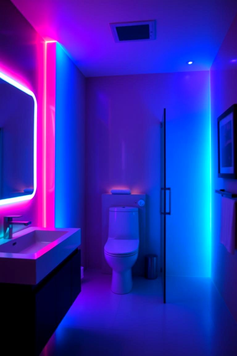Color Changing LED Lights for a Fun Twist - 24 Bathroom Lighting Ideas