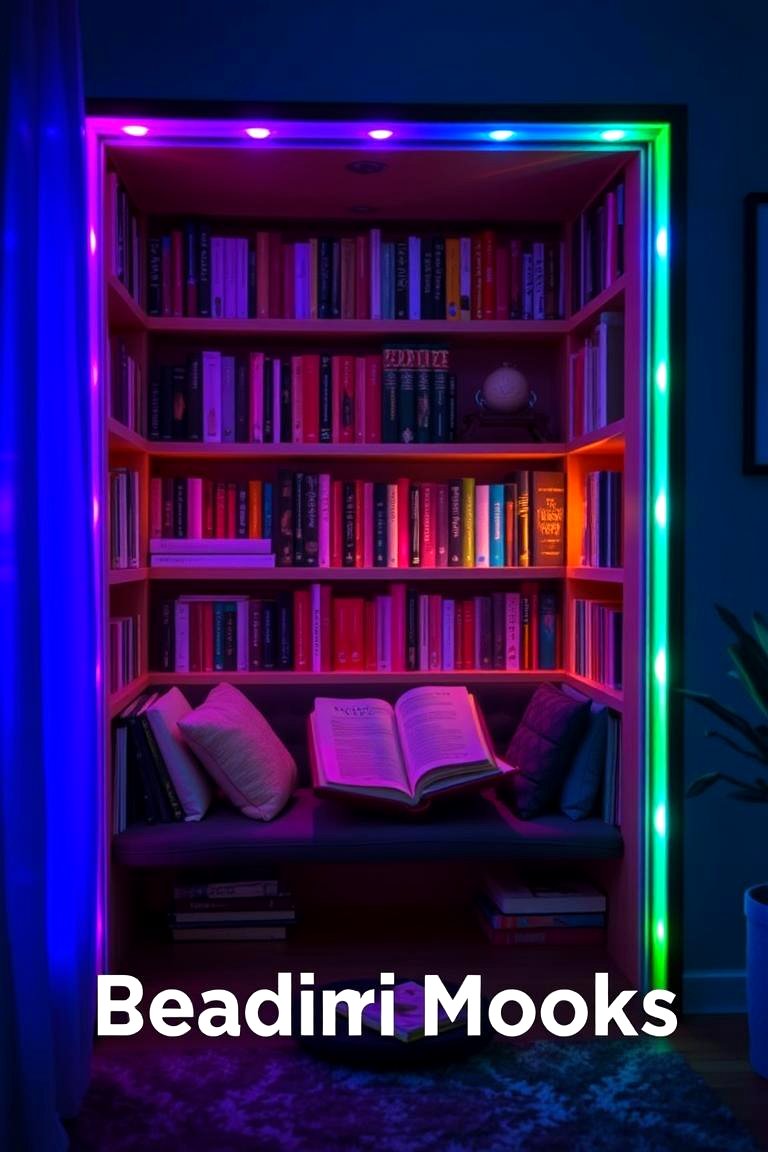 Color Changing LED Lights in a Reading Nook - 24 Aesthetic Room Ideas With Led Lights