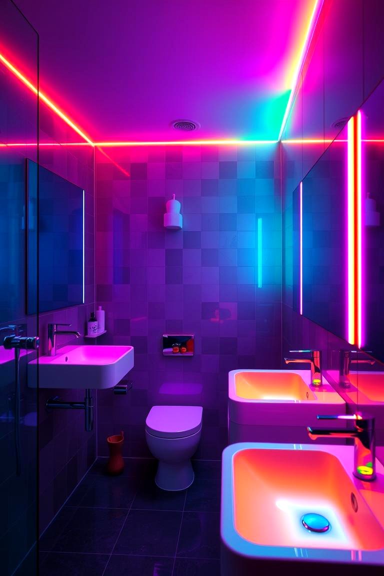 Color Changing LED Magic - 24 Small Bathroom Lighting Ideas