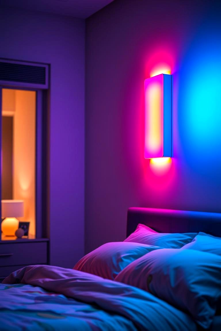Color Changing LED Sconce - 24 Bedroom Wall Sconce Ideas