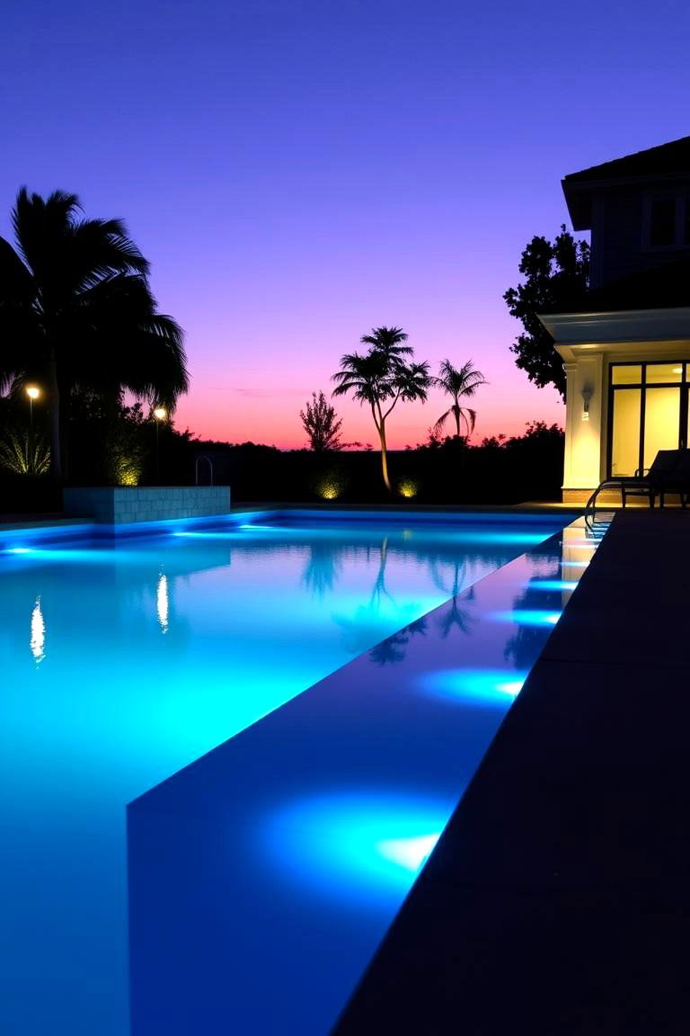 Color Changing LED Strips - 24 Pool Lighting Ideas