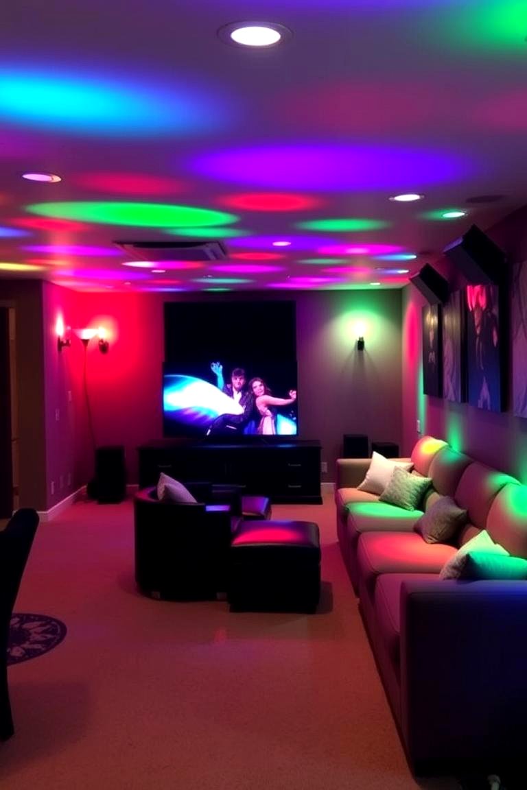 Color Changing Lights for Fun and Versatility - 24 Basement Lighting Ideas