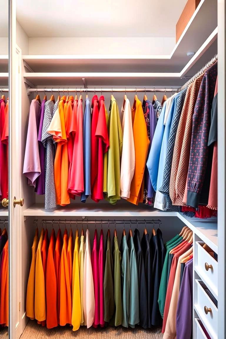 Color Coded Closet Systems - 24 Clothes Storage Ideas