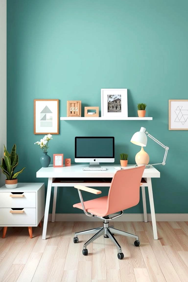 Color Coordinated Workspace - 24 Home Office for Couples Ideas and Designs