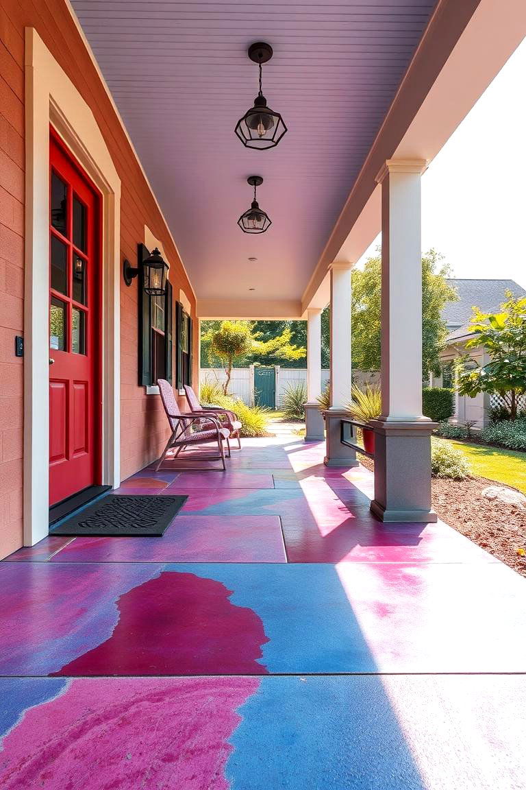 Colored Concrete Pigments - 24 Concrete Porch Ideas