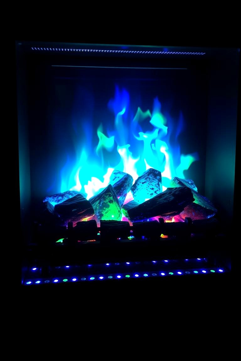 Colored Firelight for Mood Setting - 24 Fireplace Lighting Ideas