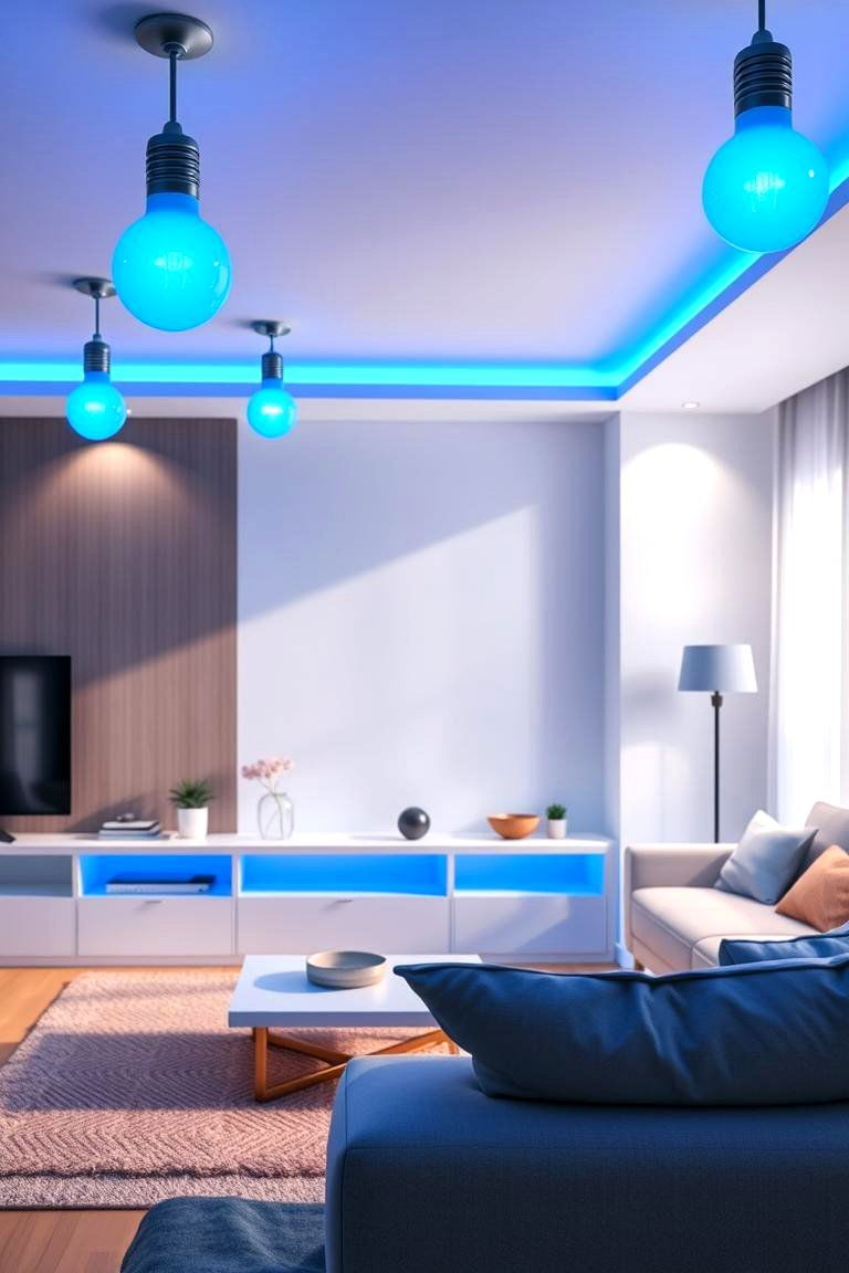 Colored Lighting for Mood Setting - 24 Living Room Lighting Ideas