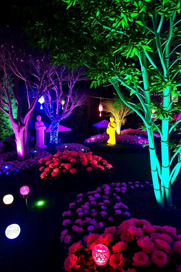 Colored Lighting for a Festive Atmosphere - 24 Garden Lighting Ideas