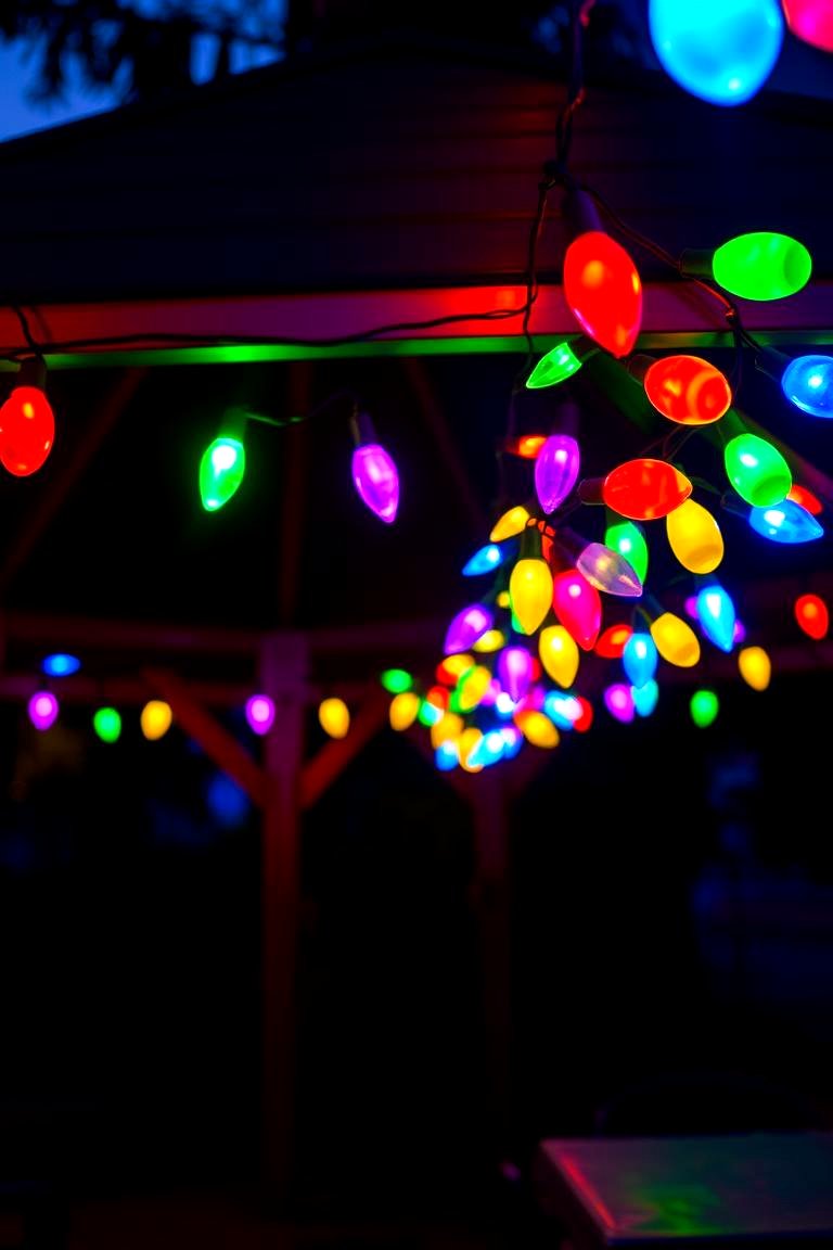 Colored Lights for a Fun and Vibrant Look - 24 Gazebo Lighting Ideas