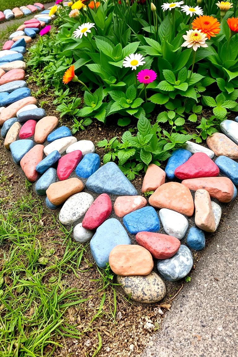 Colored Stone Edging - 24 Stone Garden Edging Ideas