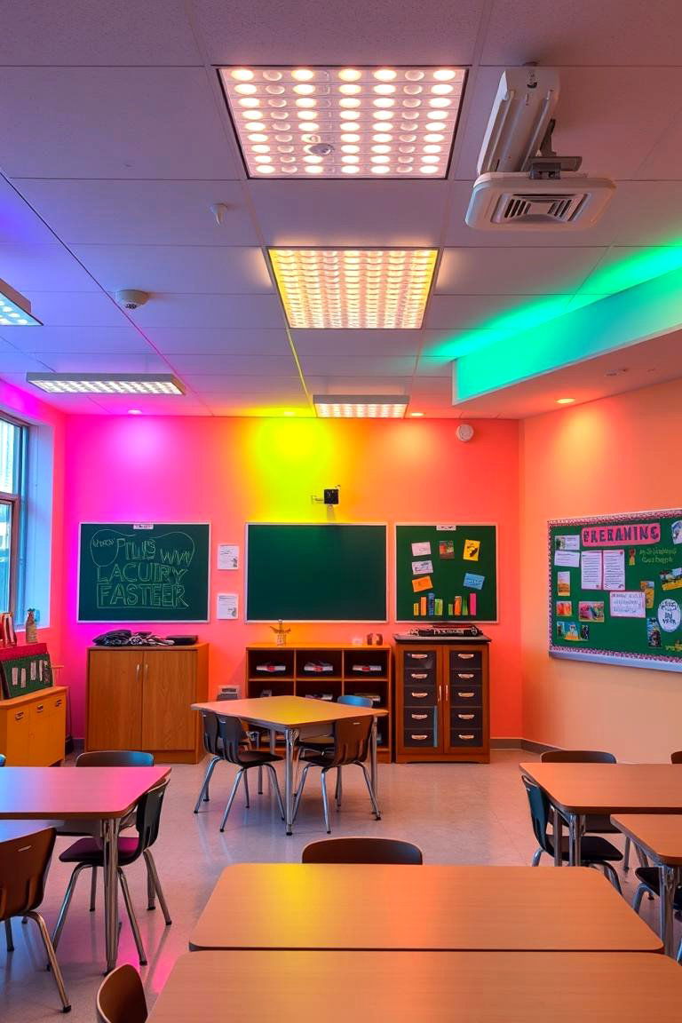 Colorful Accent Lighting - 24 Classroom Lighting Ideas