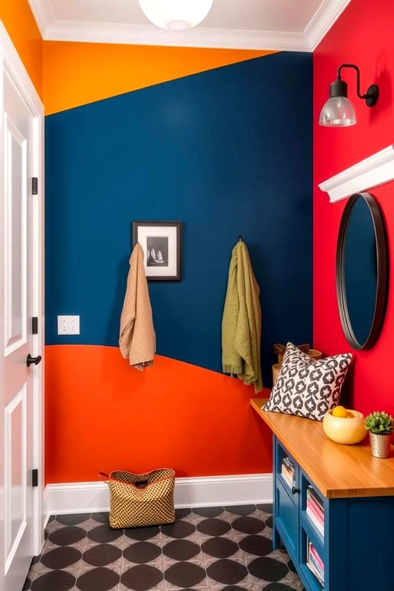 Colorful Accent Walls - 24 Small Mudroom Ideas