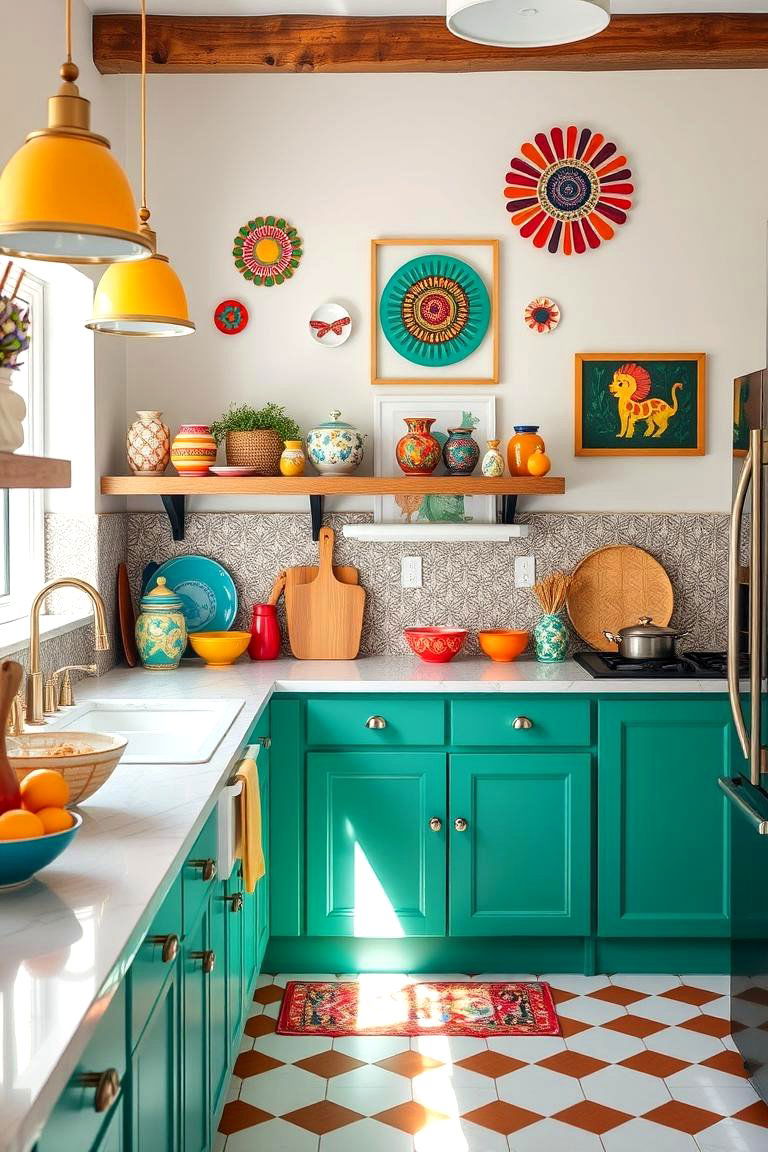 Colorful Accents and Art - 24 Cozy Kitchen Ideas