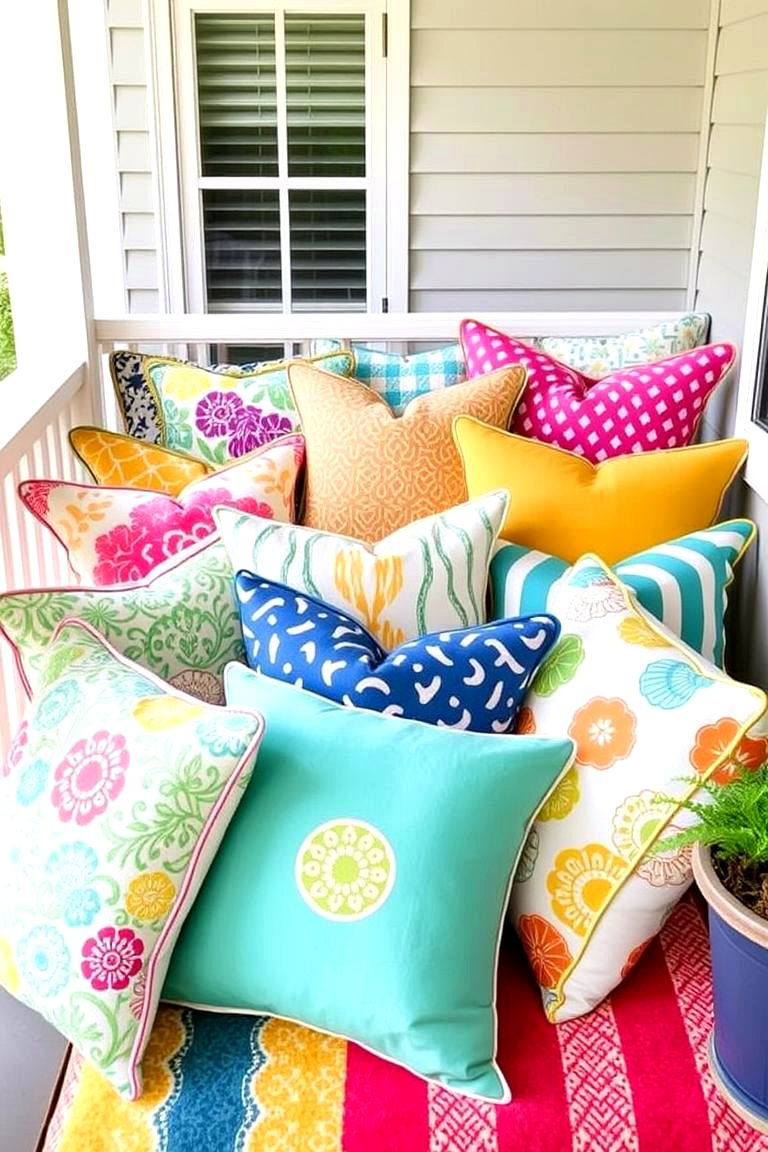 Colorful Accents and Pillows - 24 Back Porch Ideas