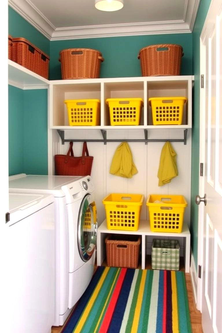 Colorful Accents to Brighten the Space - 24 Mudroom Laundry Room Ideas