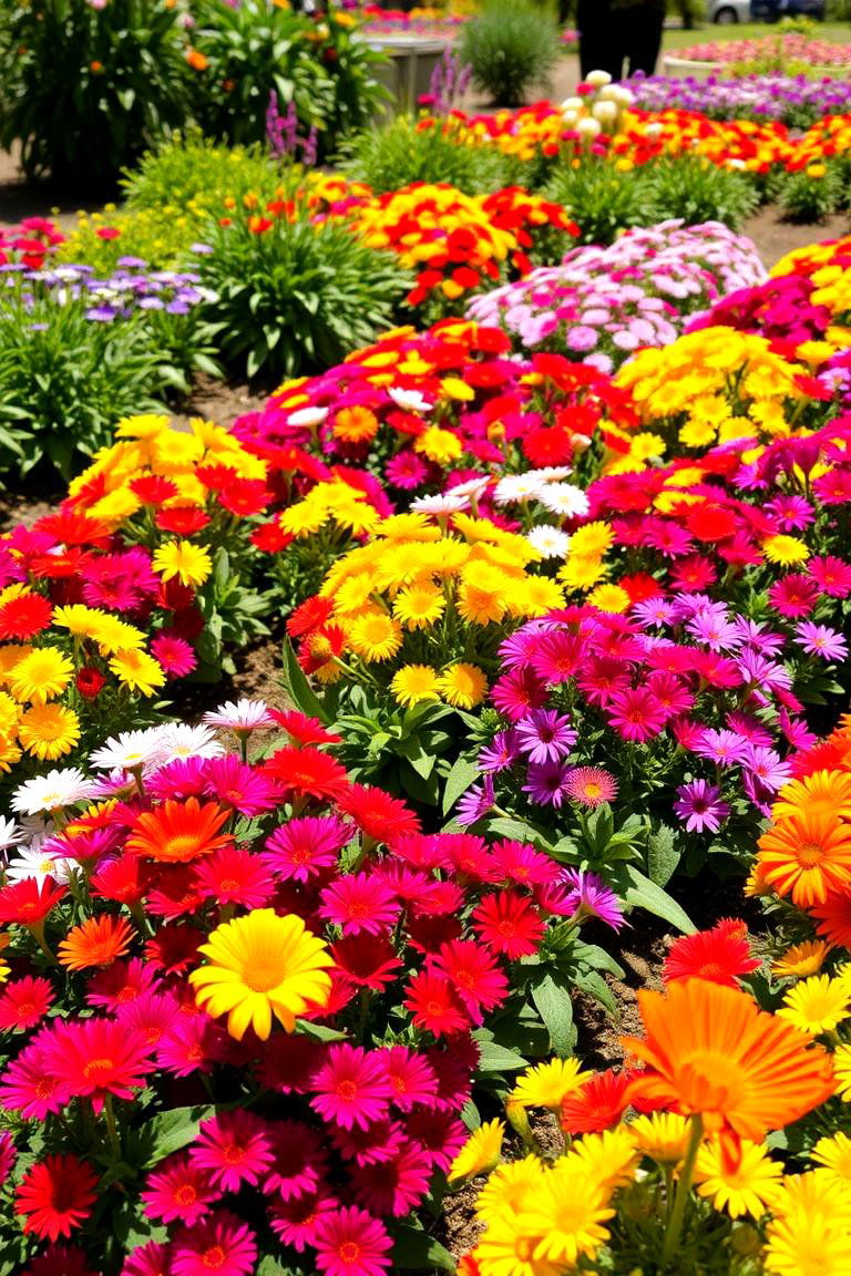 Colorful Annual Blooms Arrangement - 24 Front Yard Texas Flower Bed Ideas