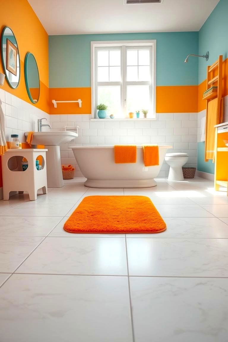 Colorful Bath Mats - 24 Kids Bathroom Ideas
