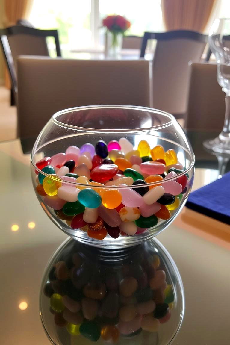 Colorful Beads or Stones in Glass Bowls - 24 Dining Table Centerpiece Ideas