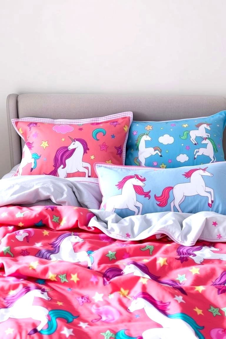 Colorful Bedding Bliss - 24 Unicorn Bedroom Ideas