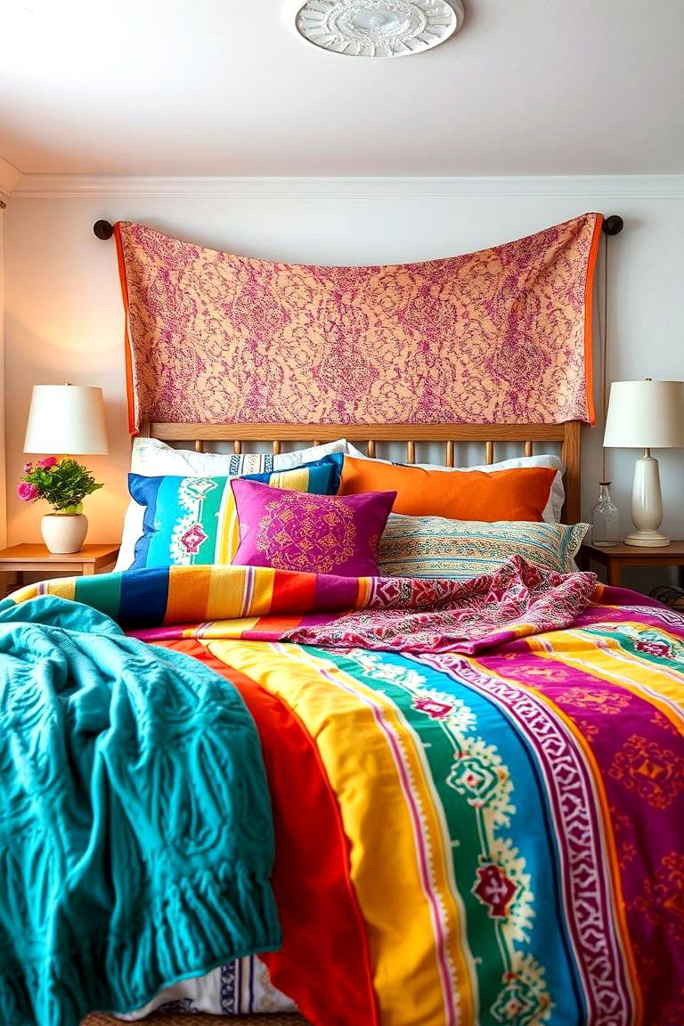 Colorful Bedding Ensemble - 24 Rainbow Bedroom Ideas