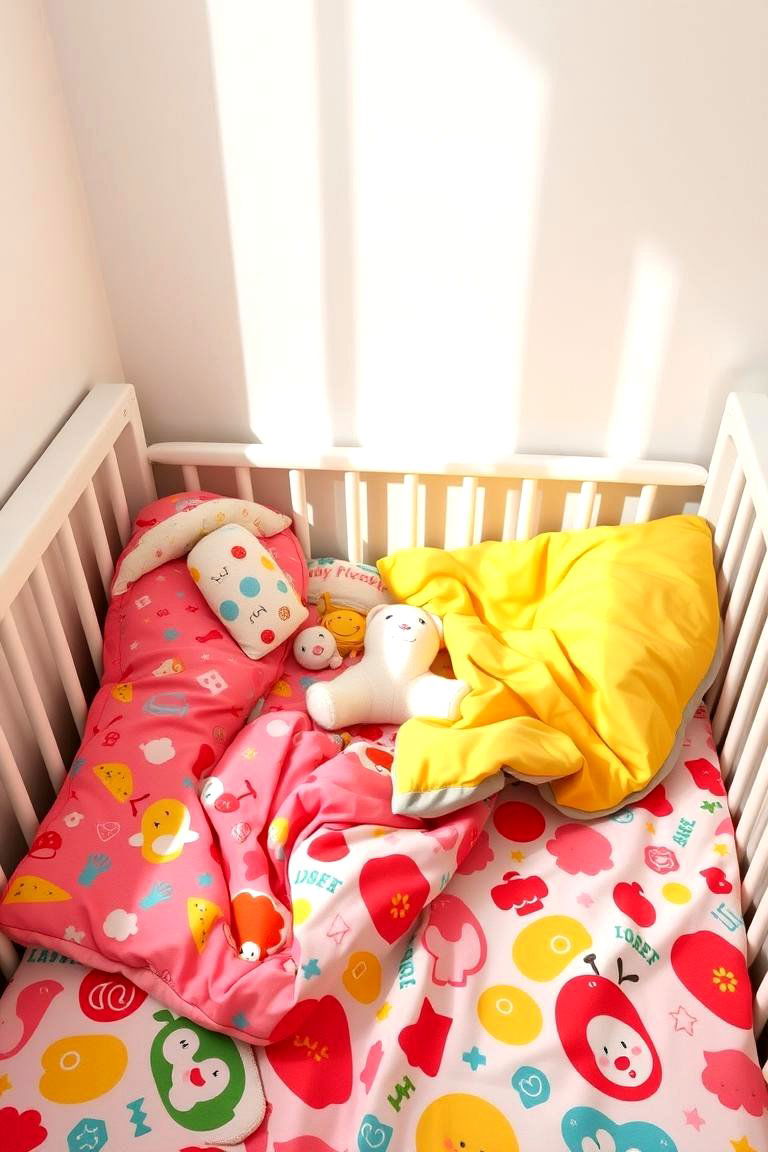Colorful Bedding Ensemble - 24 Rainbow Nursery Ideas