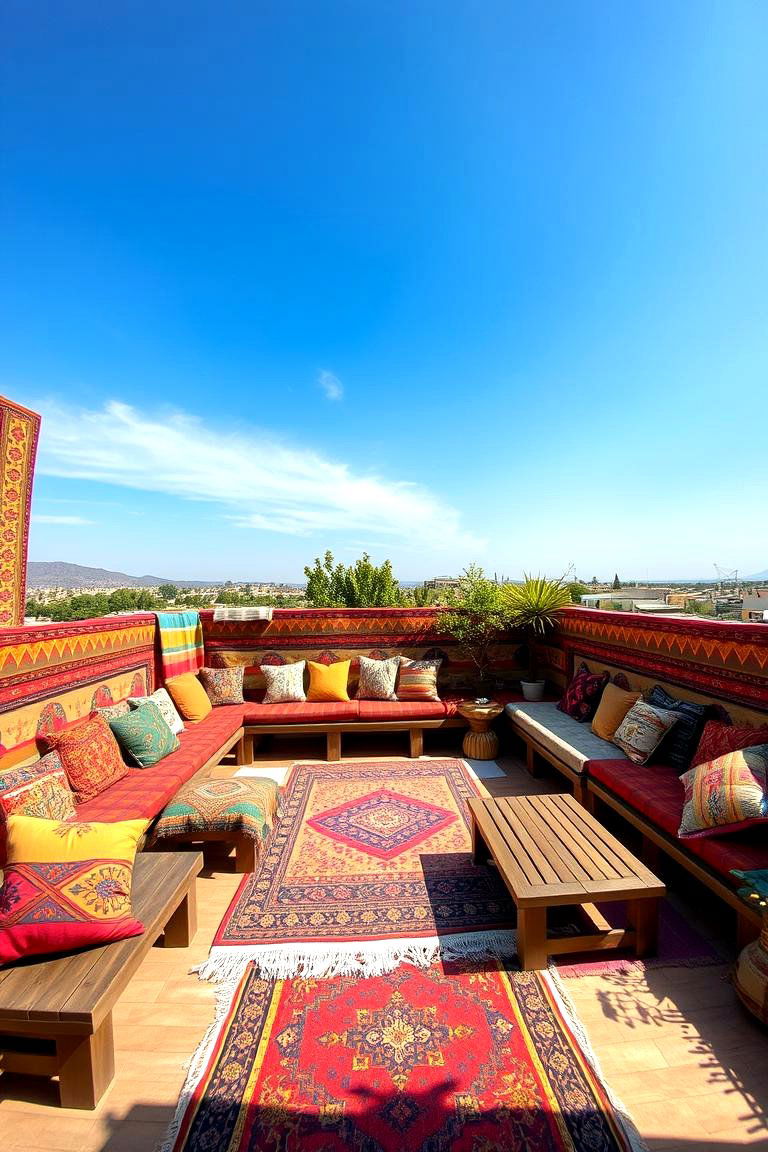 Colorful Boho Seating Area - 24 Boho Garden Ideas