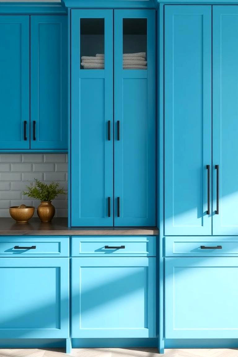 Colorful Cabinets with Modern Hardware - 24 Eclectic Kitchen Ideas