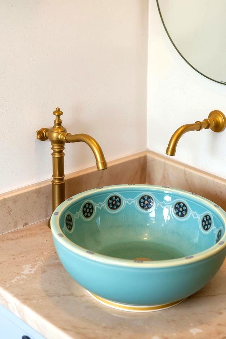 Colorful Ceramic Sink Basins - 24 Spanish Style Bathroom Ideas