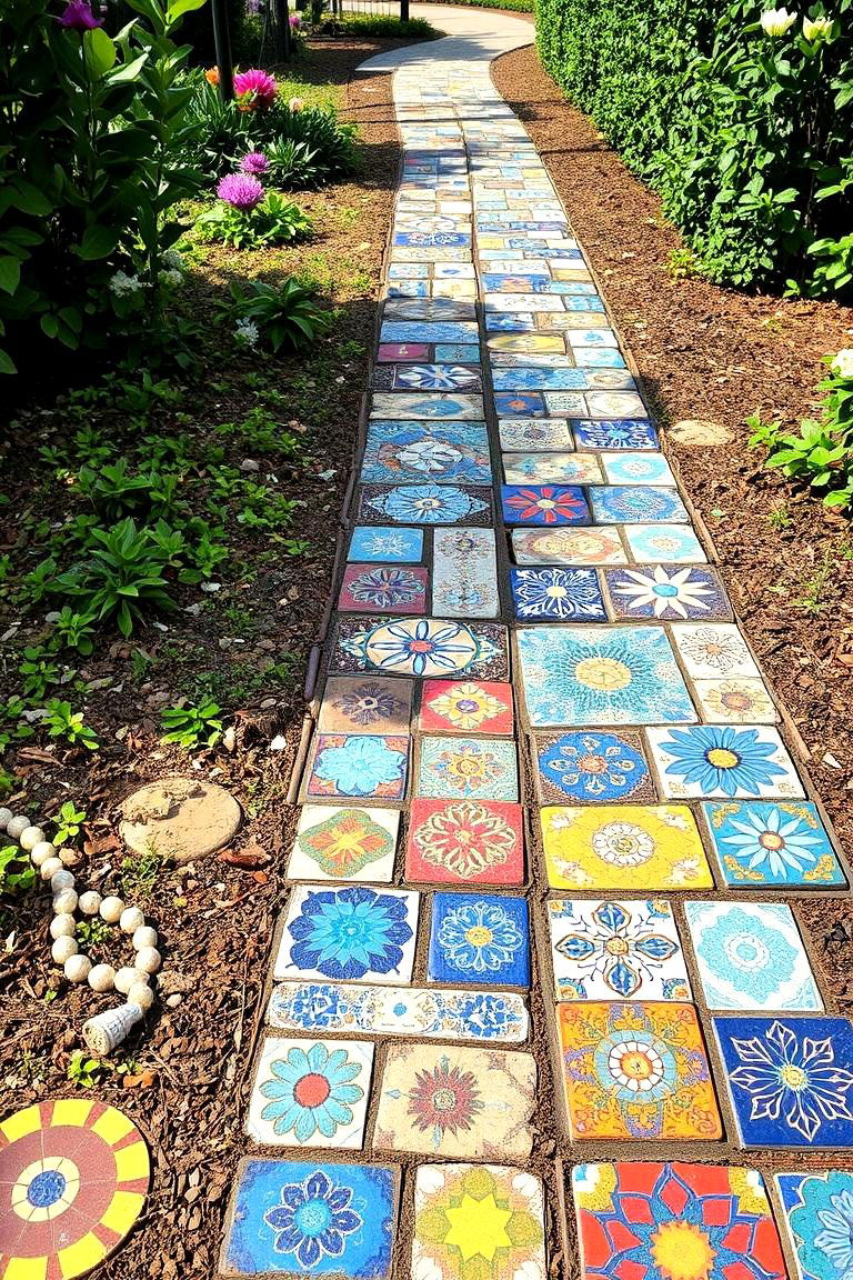 Colorful Ceramic Tiles - 24 Garden Art Ideas