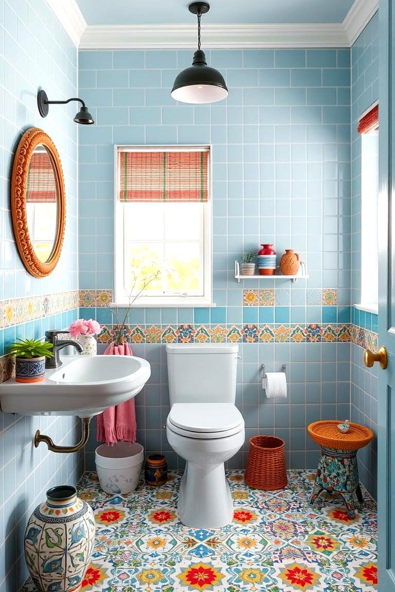 Colorful Ceramic Touches - 24 Mexican Bathroom Ideas