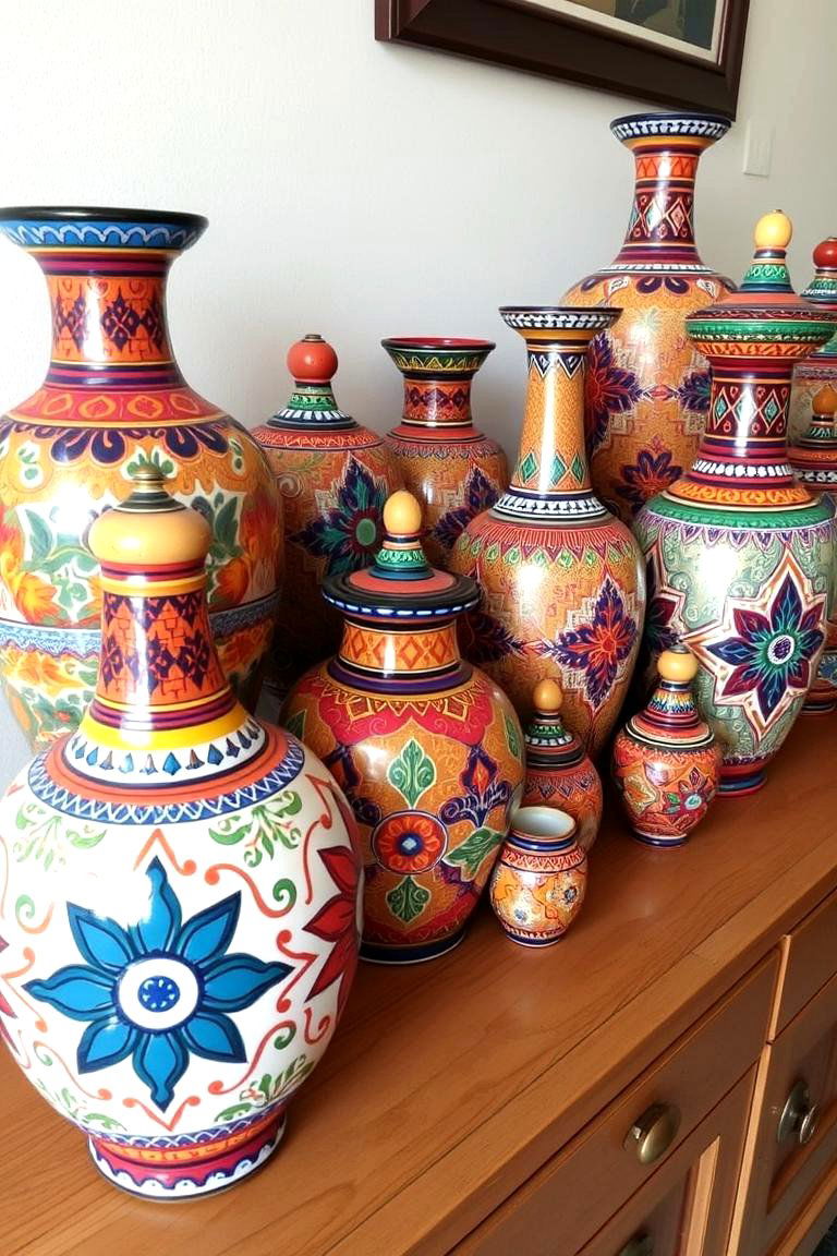 Colorful Ceramic Vases and Pottery - 24 Moroccan Living Room Ideas