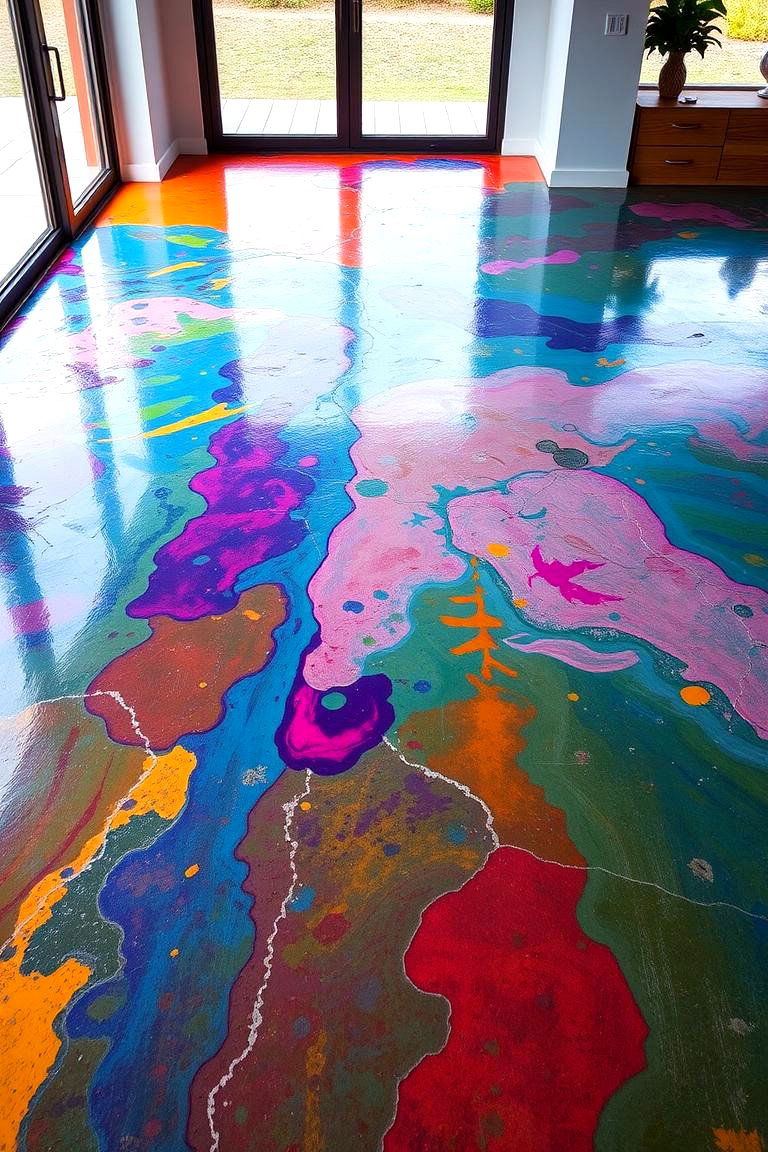 Colorful Concrete Creations - 24 Concrete Floor Ideas