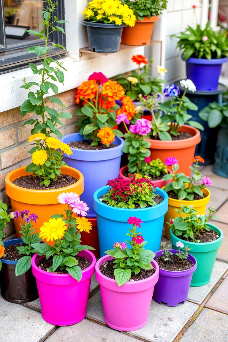 Colorful Container Garden - 24 Modern Small Garden Ideas