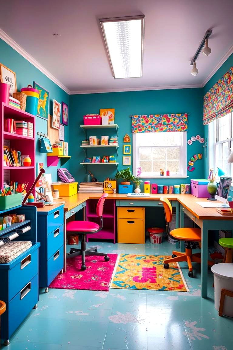 Colorful Craft Studio - 24 Craft Room Ideas