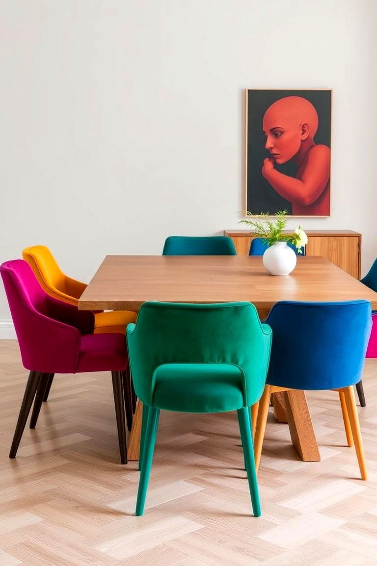 Colorful Dining Chairs - 24 Eclectic Dining Room Ideas