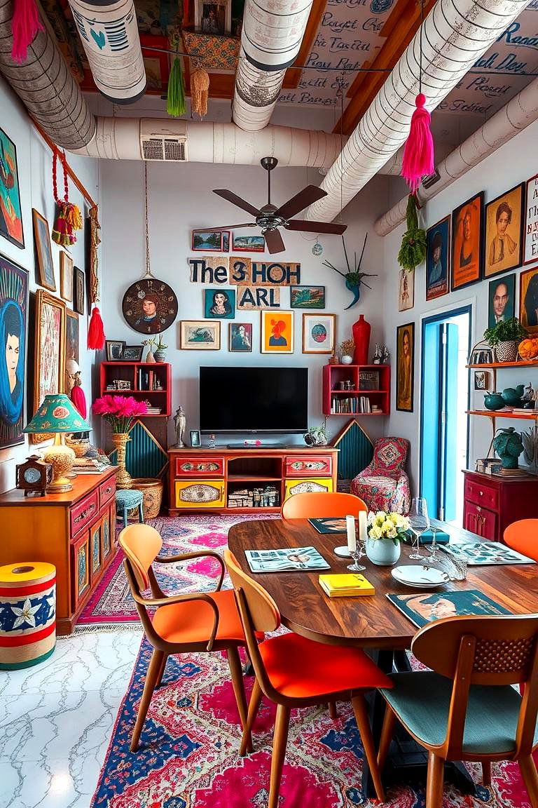 Colorful Eclectic Mix - 24 Small Living Room Ideas With Tv and Dining Table
