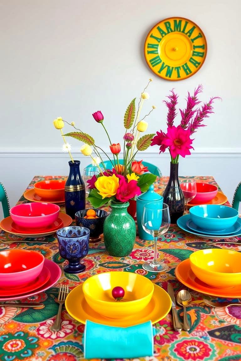 Colorful Eclectic Table Setting - 24 Table Setting Ideas