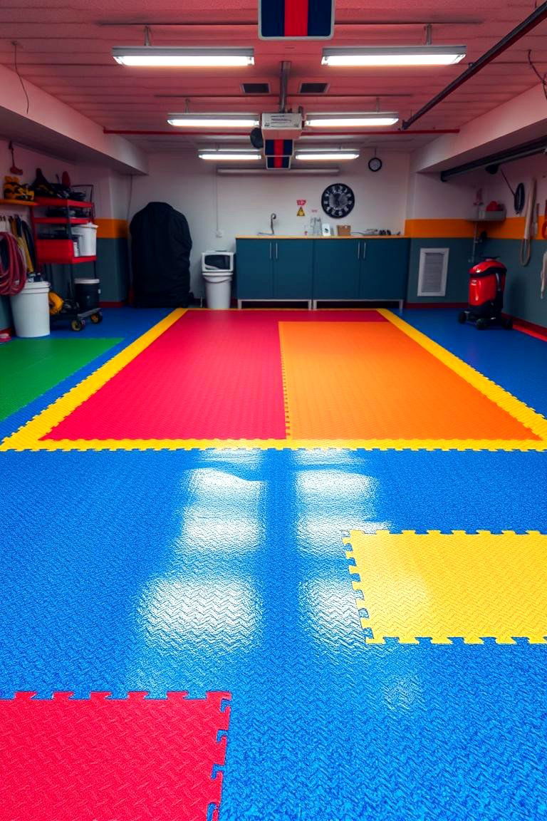 Colorful Floor Mats and Epoxy Coatings - 24 Garage Decor Ideas